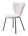 Set of Two Ivory And Black Faux Shearling And Steel Dining Side Chairs