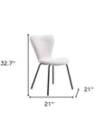Set of Two Ivory And Black Faux Shearling And Steel Dining Side Chairs