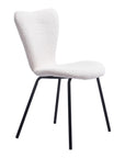 Set of Two Ivory And Black Faux Shearling And Steel Dining Side Chairs
