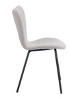 Set of Two Ivory And Black Faux Shearling And Steel Dining Side Chairs