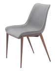 Set of Two Slate Gray And Brown Fabric And Wood And Steel Dining Side Chairs