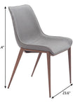 Set of Two Slate Gray And Brown Fabric And Wood And Steel Dining Side Chairs