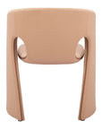 Tan And Beige Fabric And Steel Partially Open Back Dining Arm Chair