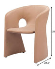 Tan And Beige Fabric And Steel Partially Open Back Dining Arm Chair