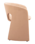 Tan And Beige Fabric And Steel Partially Open Back Dining Arm Chair