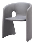 Tan And Beige Fabric And Steel Partially Open Back Dining Arm Chair