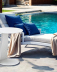 16" White Aluminum Rounded Outdoor Side Table