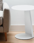 16" White Aluminum Rounded Outdoor Side Table