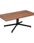 48" Brown and Black Wood and Steel Pedestal Coffee Table