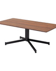48" Brown and Black Wood and Steel Pedestal Coffee Table