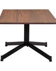 48" Brown and Black Wood and Steel Pedestal Coffee Table