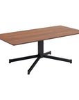 48" Brown and Black Wood and Steel Pedestal Coffee Table