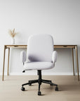 Beige and Black Adjustable Height Swivel Rolling Office Chair