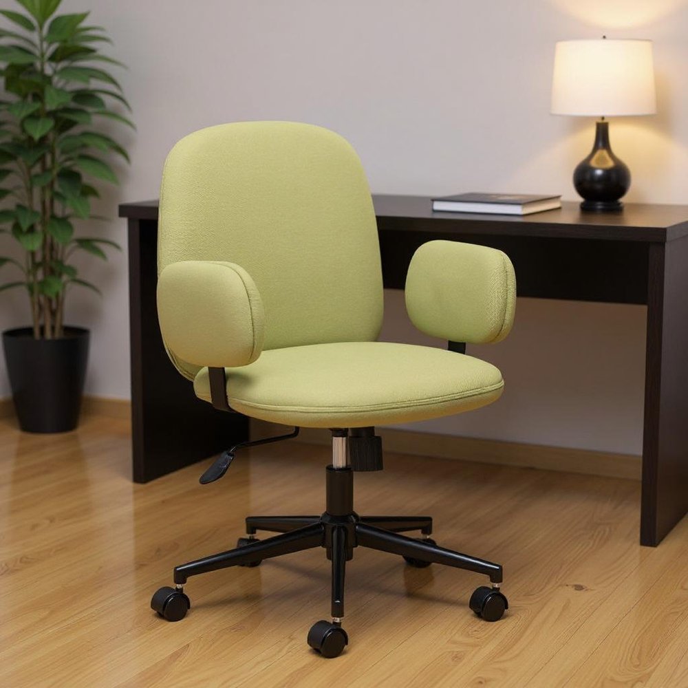 Beige and Black Adjustable Height Swivel Rolling Office Chair
