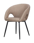 Set of Two Light Gray And Black Tufted Slipcovered Faux Leather And Wood Partially Open Back Dining Arm Chairs