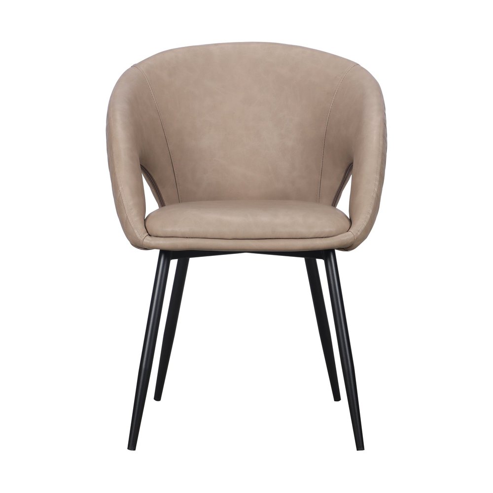 Set of Two Light Gray And Black Tufted Slipcovered Faux Leather And Wood Partially Open Back Dining Arm Chairs