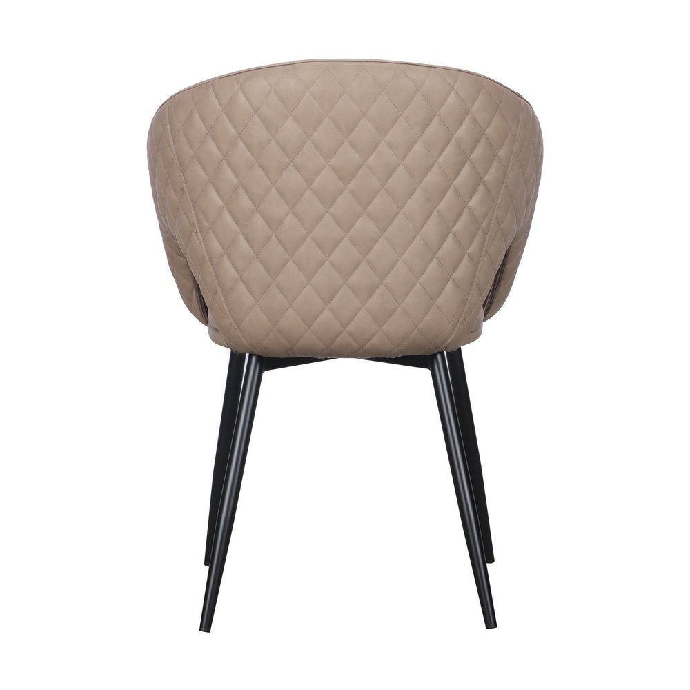Set of Two Light Gray And Black Tufted Slipcovered Faux Leather And Wood Partially Open Back Dining Arm Chairs