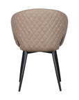 Set of Two Light Gray And Black Tufted Slipcovered Faux Leather And Wood Partially Open Back Dining Arm Chairs