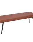 54" Brown and Black Faux Leather Upholstered Dining Bench