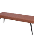 54" Brown and Black Faux Leather Upholstered Dining Bench