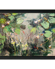 Water Lilies Summer Pond Brown Framed Print Wall Art