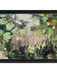 Water Lilies Summer Pond Brown Framed Print Wall Art