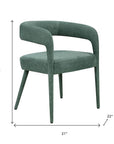 Set of Two Green Upholstered Linen Open Back Dining Side Chairs