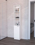 13" White Wood Single Door Linen Cabinet