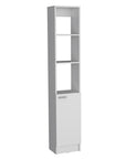 13" White Wood Single Door Linen Cabinet