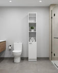 13" White Wood Single Door Linen Cabinet