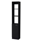 13" Black Wood Single Door Linen Cabinet