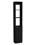 13" Black Wood Single Door Linen Cabinet