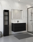 13" Black Wood Single Door Linen Cabinet