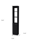 13" Black Wood Single Door Linen Cabinet