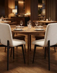 Set of Two White and Black Upholstered Boucle Dining Side Chairs