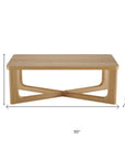 50" Natural Solid Wood Cross Legs Coffee Table