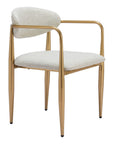 Set of Two Gray And Gold Upholstery And Steel Open Back Dining Arm Chairs