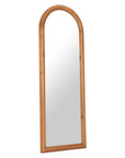 66" Natural Solid Wood Arch Framed Full Length Mirror