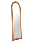 66" Natural Solid Wood Arch Framed Full Length Mirror