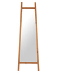 70" Natural Solid Wood Leaning Geometric Framed Standing Mirror