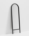 64" Black Solid Wood Arch Leaning Framed Full Length Mirror