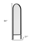 64" Black Solid Wood Arch Leaning Framed Full Length Mirror