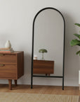 71" Natural Solid Wood Arch Freestanding Framed Full Length Mirror