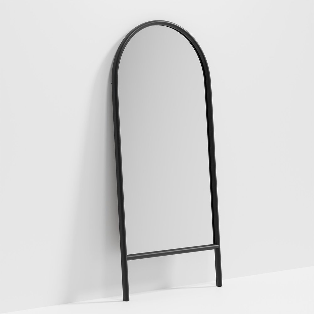 71" Natural Solid Wood Arch Freestanding Framed Full Length Mirror