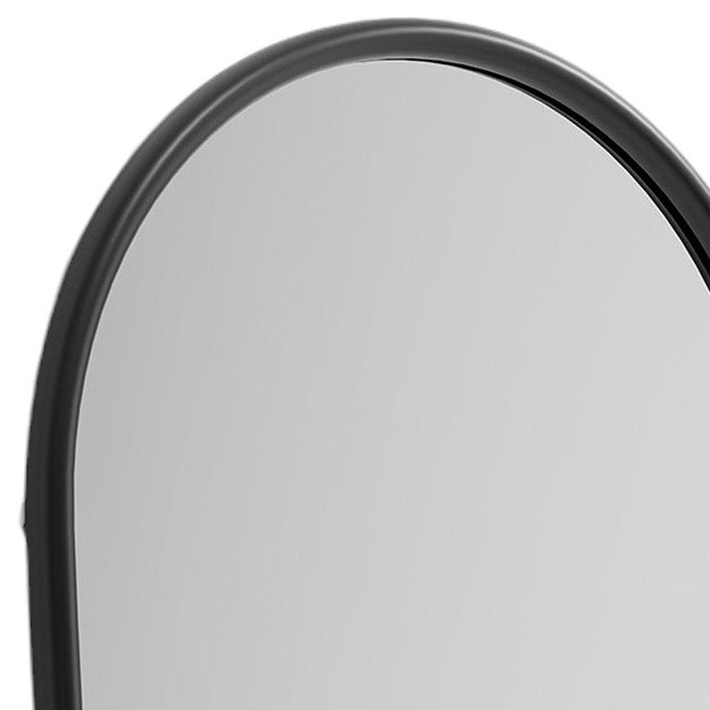 71" Natural Solid Wood Arch Freestanding Framed Full Length Mirror