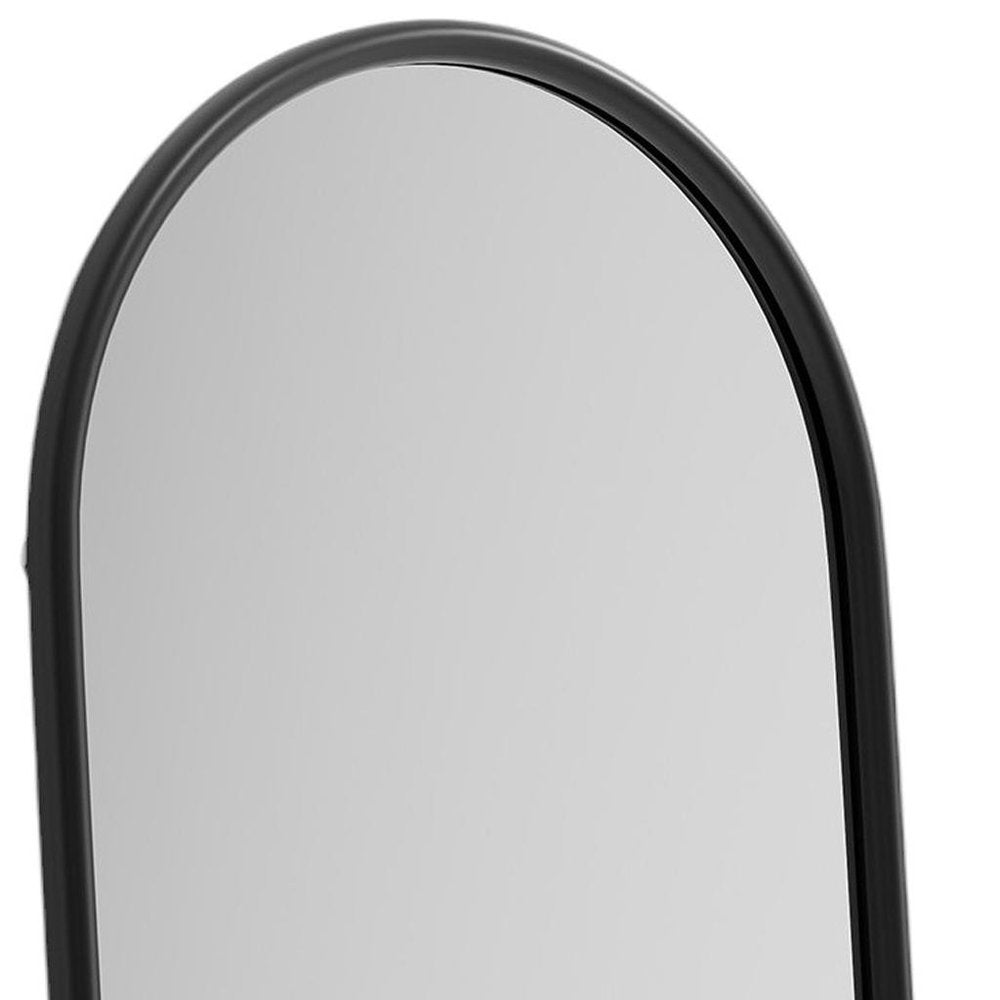 71" Natural Solid Wood Arch Freestanding Framed Full Length Mirror