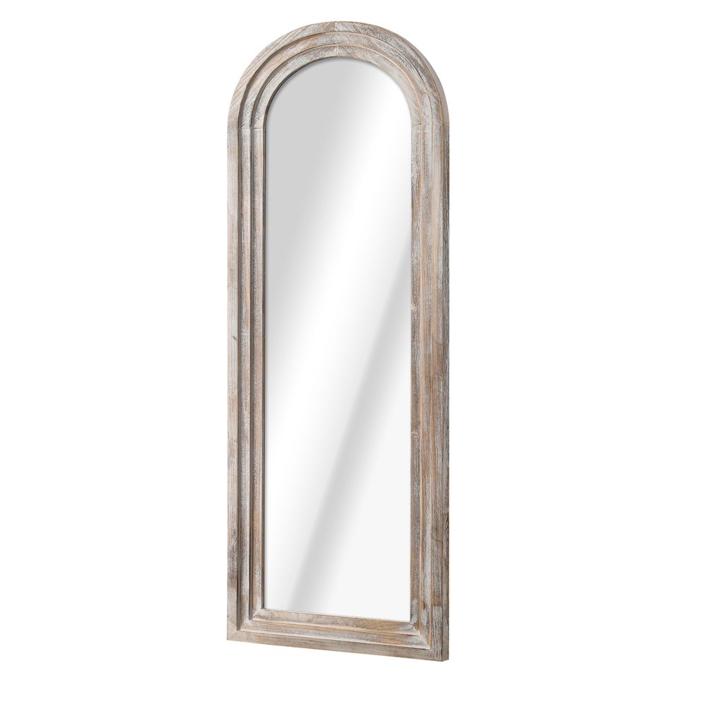 71" Brown Solid Wood Arch Freestanding Framed Full Length Mirror