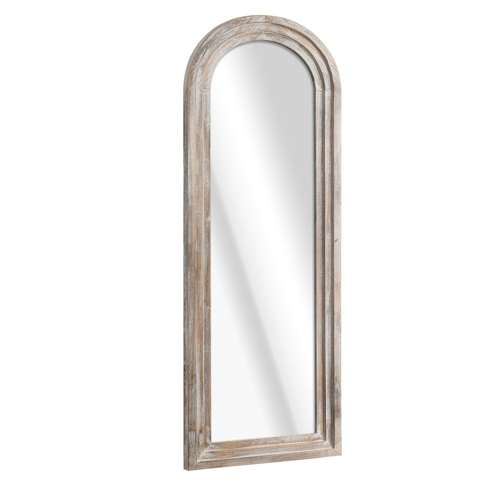 71" Brown Solid Wood Arch Freestanding Framed Full Length Mirror