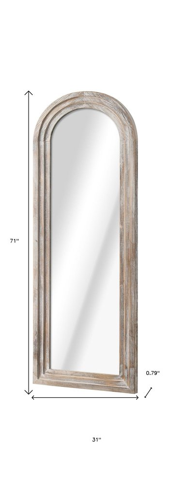 71" Brown Solid Wood Arch Freestanding Framed Full Length Mirror