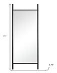 71" Black Solid Wood Ladder Leaning Framed Full Length Mirror